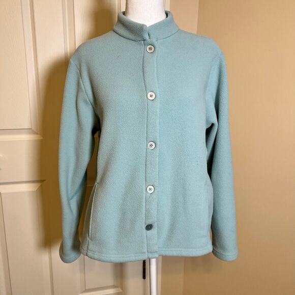 L.L. Bean Jackets & Blazers - Vintage L.L. Bean Polartec Fleece Cardigan Light Blue Size Large VGUC
